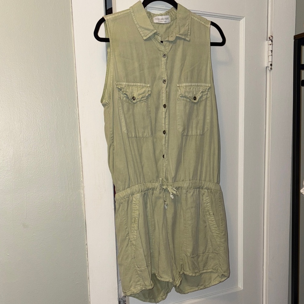 Material Girl Olive Green Sleeveless Romper